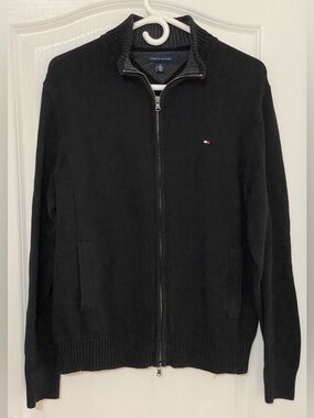 Tommy Hilfiger Men’s Black Full-Zip Cotton Sweater Size M